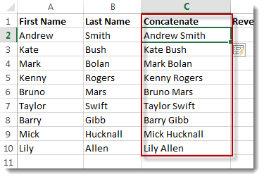 Excel 2013 Flash Fill – Concatenation & Text to Columns